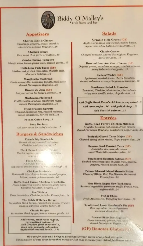 Menu_Biddy O'Malley's_Northvale, NJ_image_old_2
