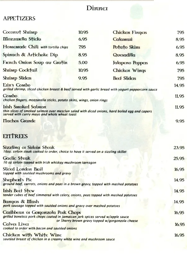 Menu_Brady's Fox Hunt Inn_Northvale, NJ_image_old_1
