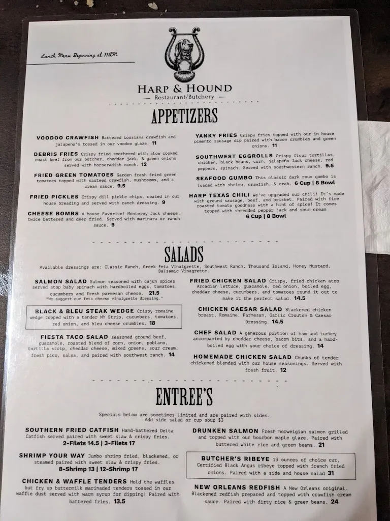 Menu_Harp & Hound Restaurant & Butchery_Ellisville, MS_image_old_1