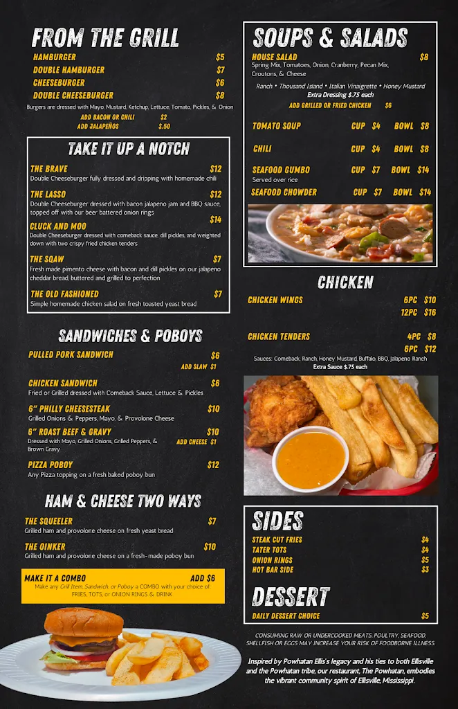 Menu_The Powhatan_Ellisville, MS_image_old_1