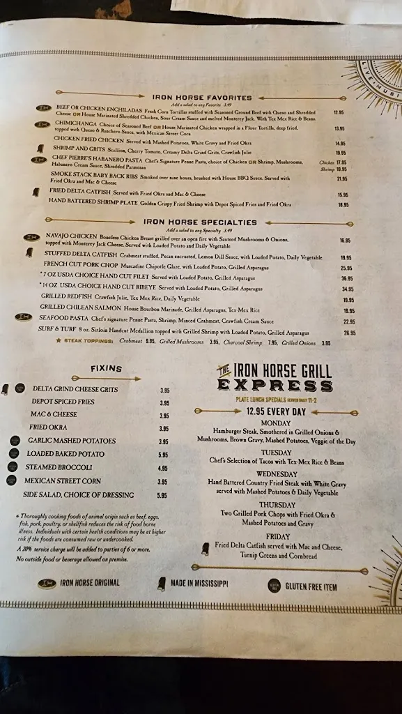 Menu_The Iron Horse Grill_Jackson, MS_image_old_2