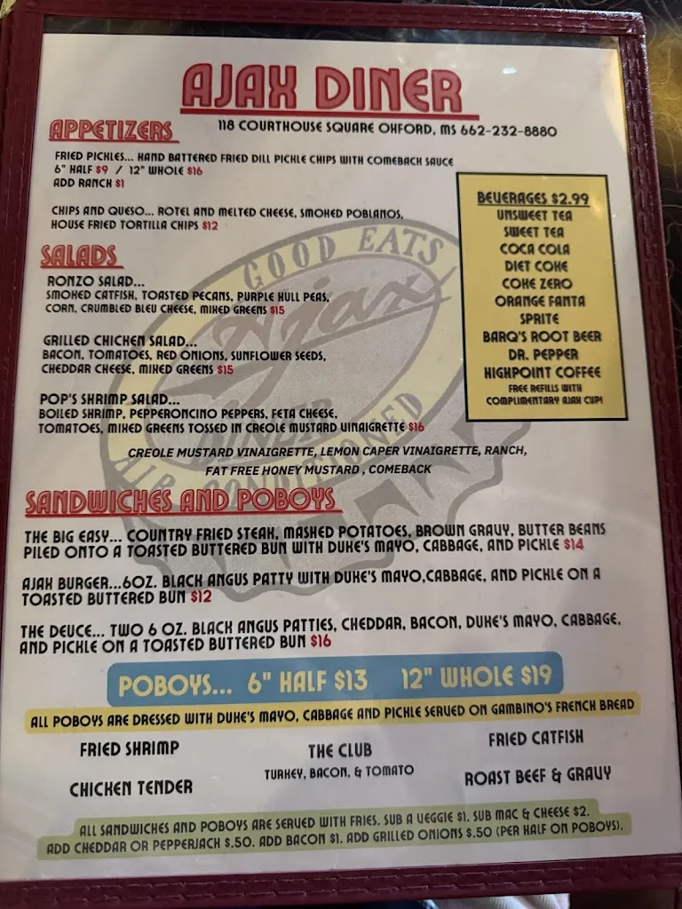 Menu_Ajax Diner_Oxford, MS_image_old_2