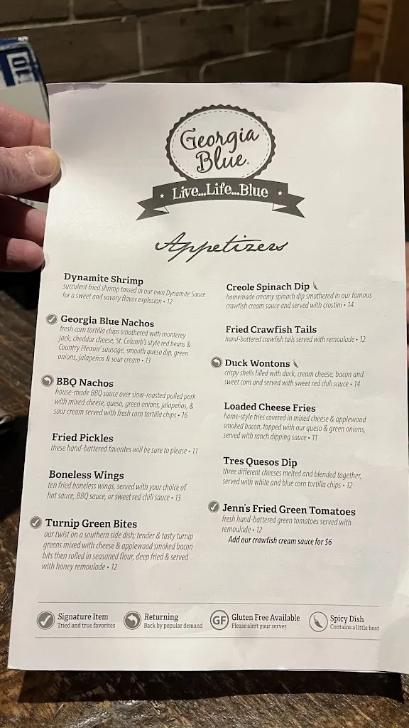 Menu_Georgia Blue_Starkville, MS_image_old_2
