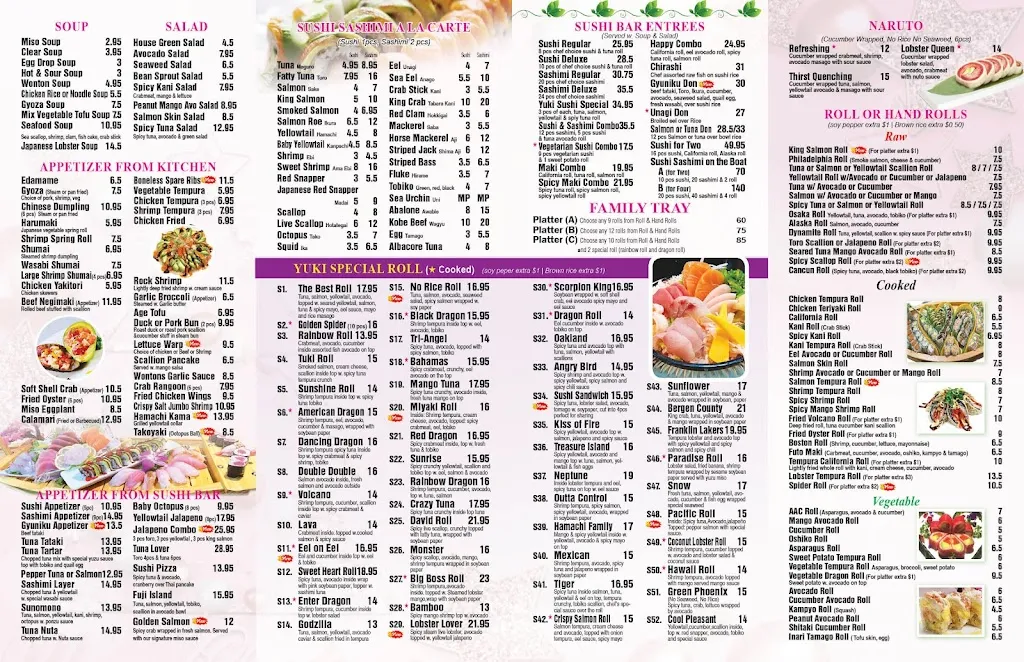 Menu_Yuki Japanese Restaurant_Oakland, NJ_image_old_1
