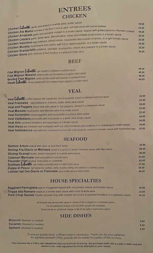 Menu_Libretti's Restaurant Est 1950_City of Orange, NJ_image_old_1