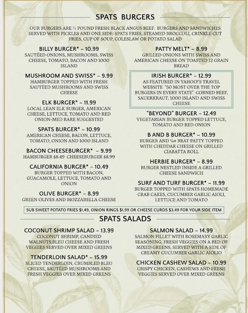 Menu_Spats_Appleton, WI_image_old_3