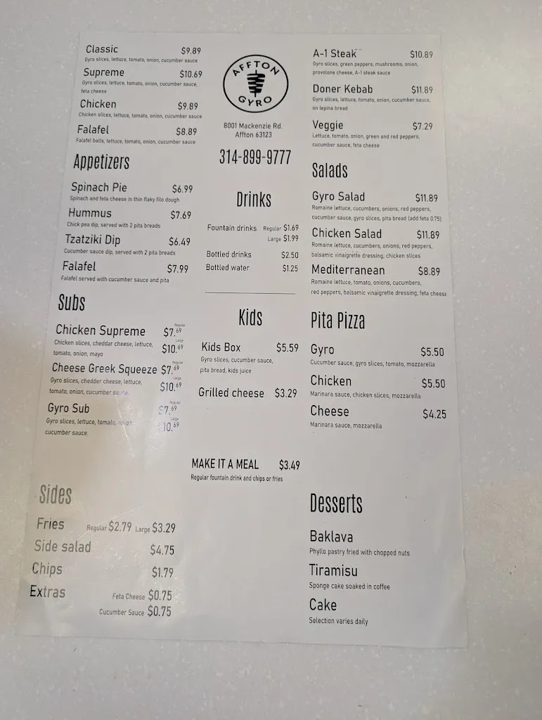 Menu_Affton Gyro Co_Affton, MO_image_old_2