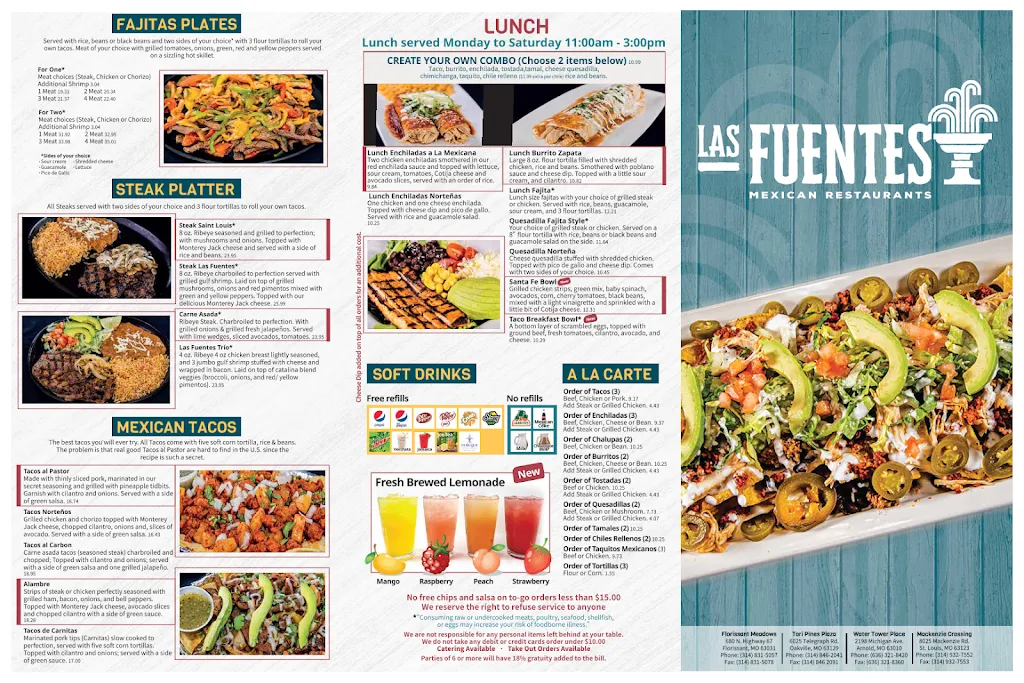 Menu_Las Fuentes Mexican Restaurant_St. Louis, MO_image_old_2