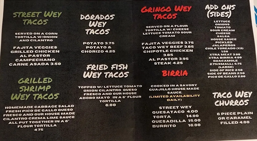 Menu_Tacos Wey & Grill_Affton, MO_image_old_1