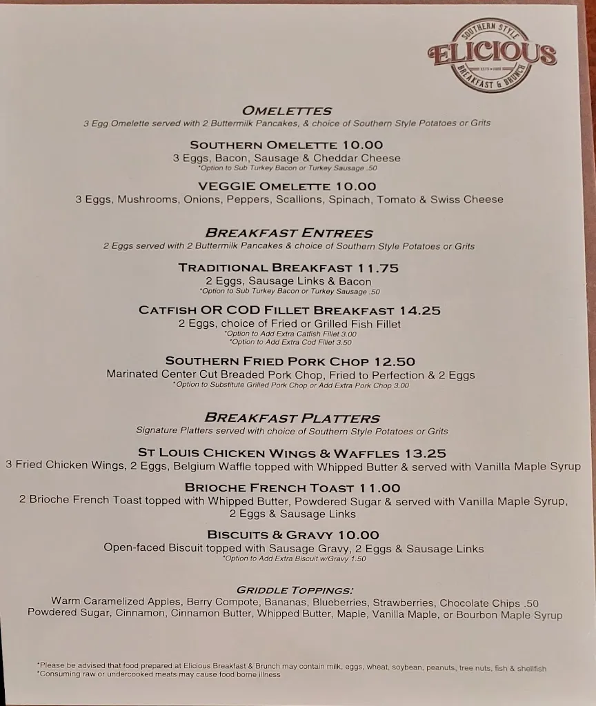 Menu_Elicious Southern Style Breakfast and Brunch_Ferguson, MO_image_old_2