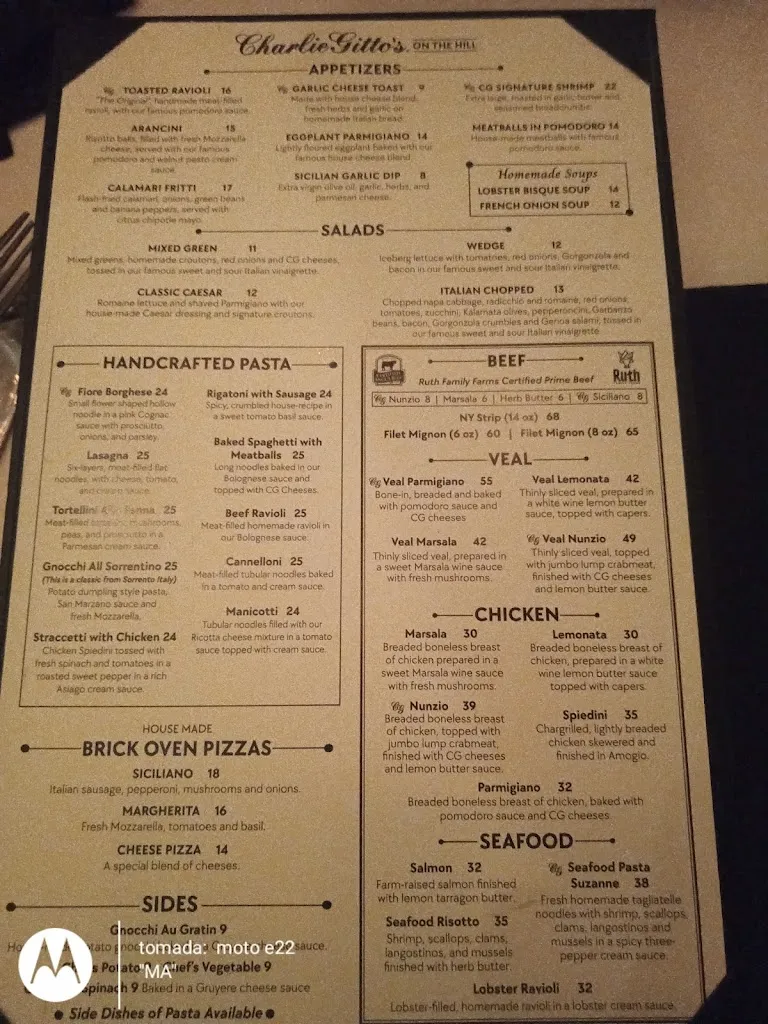 Menu_Charlie Gitto's On the Hill_St. Louis, MO_image_old_2