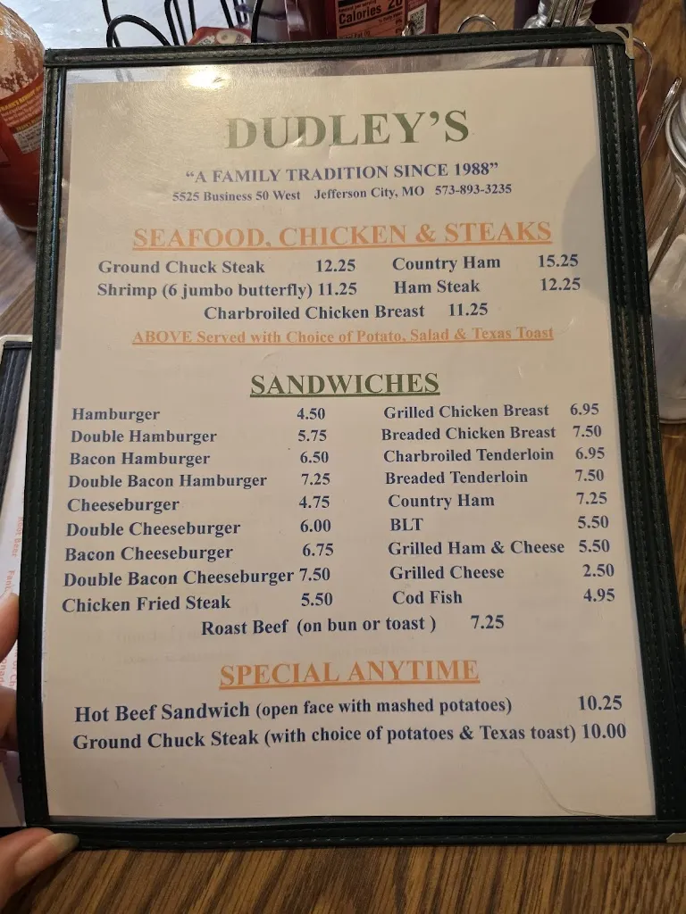 Menu_Dudley's_Jefferson City, MO_image_old_2