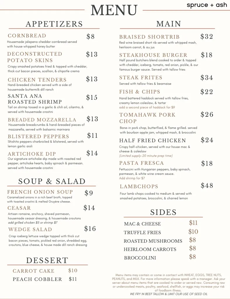 Menu_Spruce and Ash_Farmington, MI_image_old_1