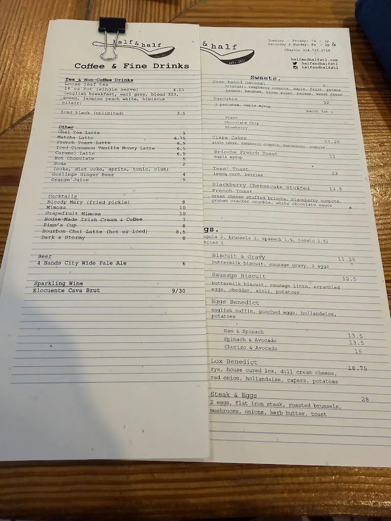 Menu_Half & Half_St. Louis, MO_image_old_1