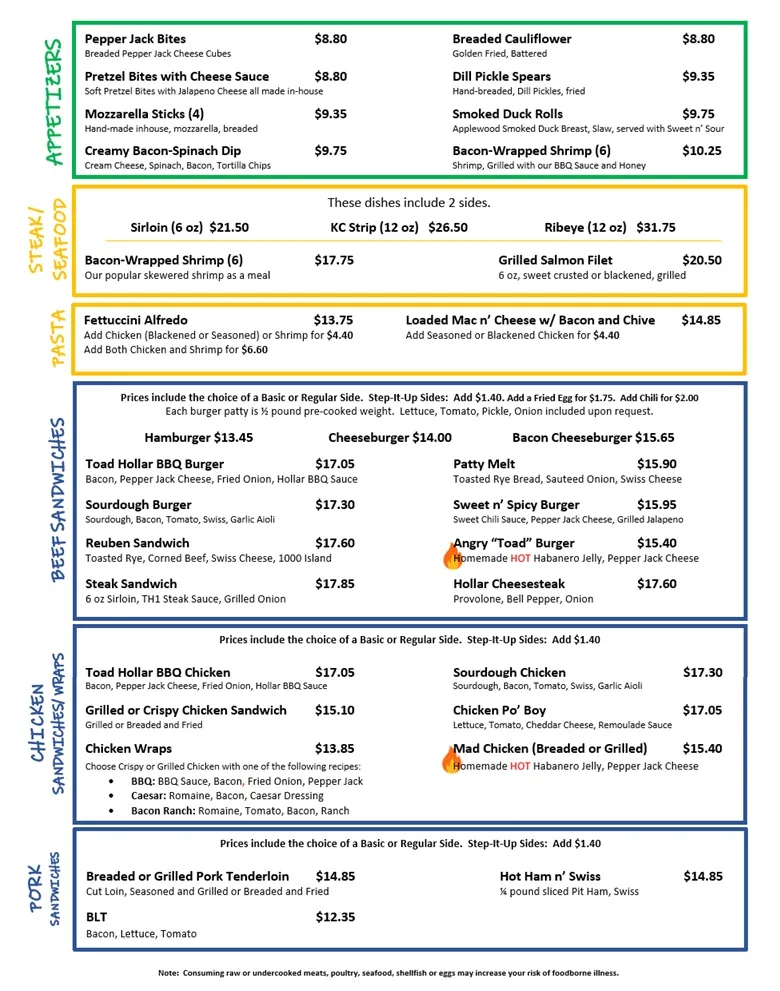 Menu_Toad Hollar Bar & Grill_Mound City, MO_image_old_2