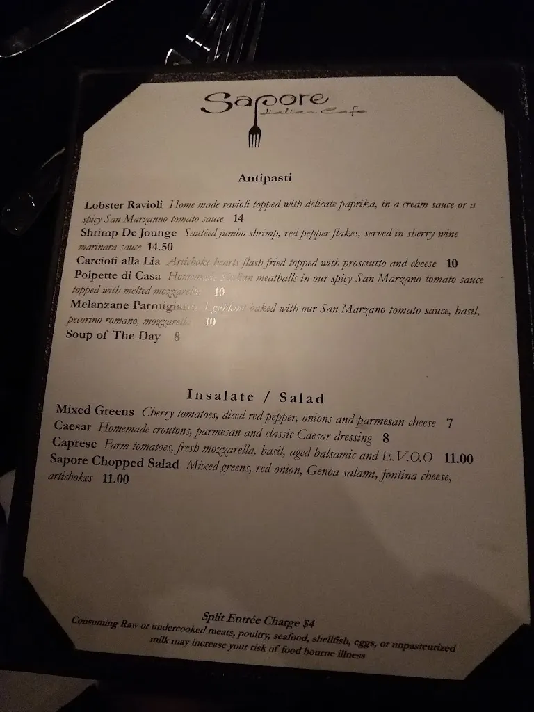 Menu_Sapore Italian Cafe_Kirkwood, MO_image_old_1