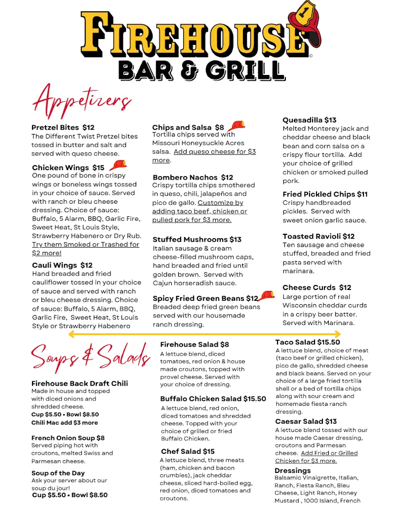 Menu_Firehouse Bar & Grill St. Louis_St. Louis, MO_image_old_2