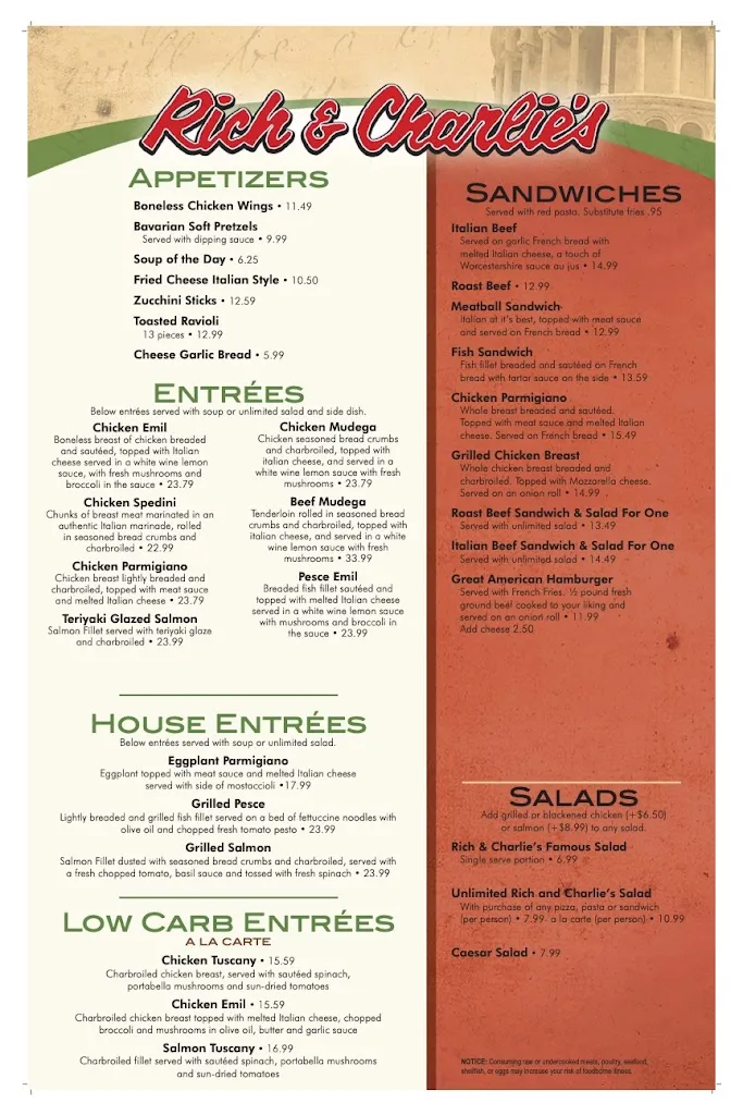 Menu_Rich & Charlie's South County_St. Louis, MO_image_old_1