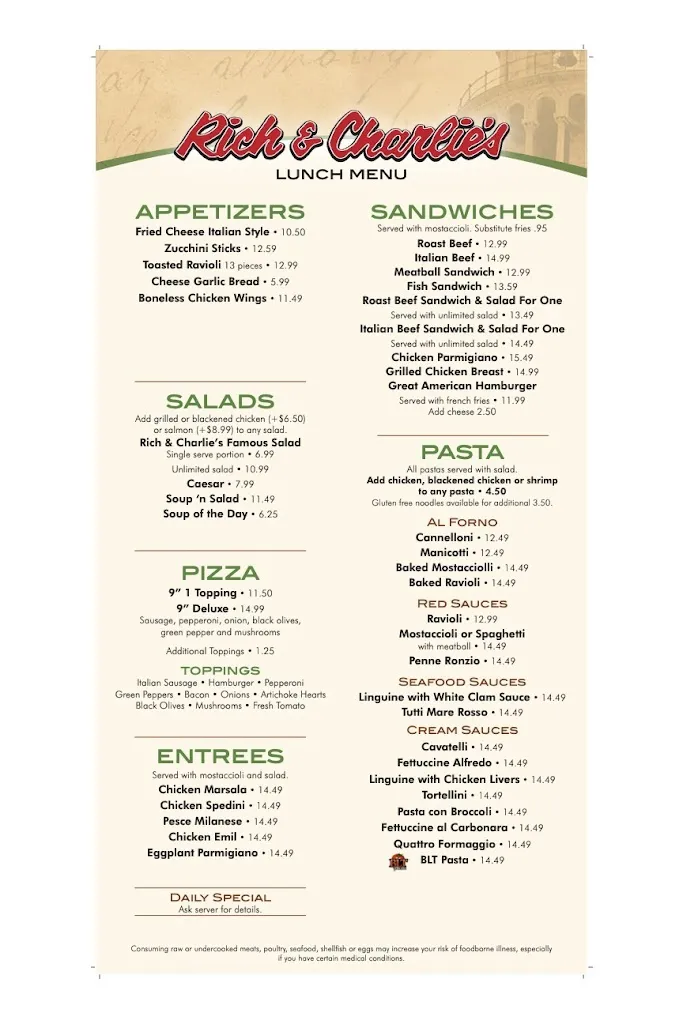 Menu_Rich & Charlie's South County_St. Louis, MO_image_old_2