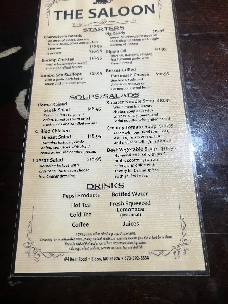Menu_THE SALOON_Eldon, MO_image_old_2