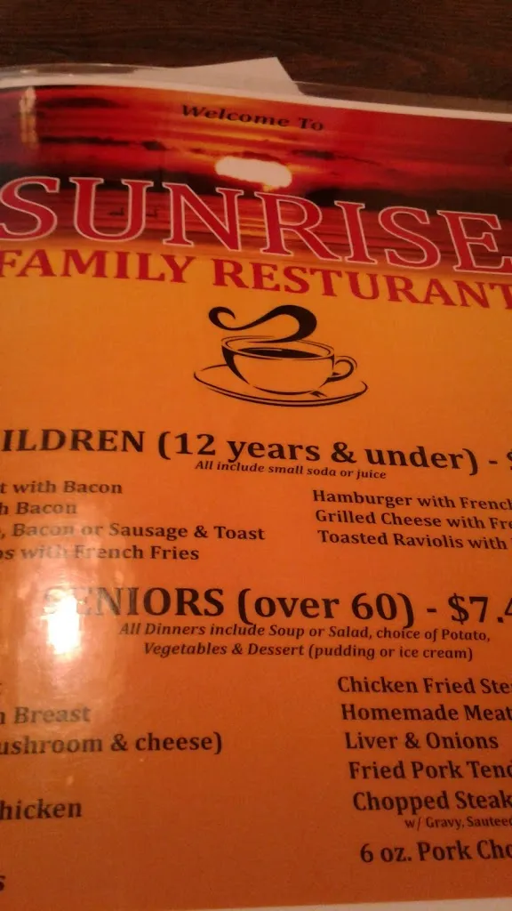 Menu_Sunrise Family Restaurant_St Ann, MO_image_old_2