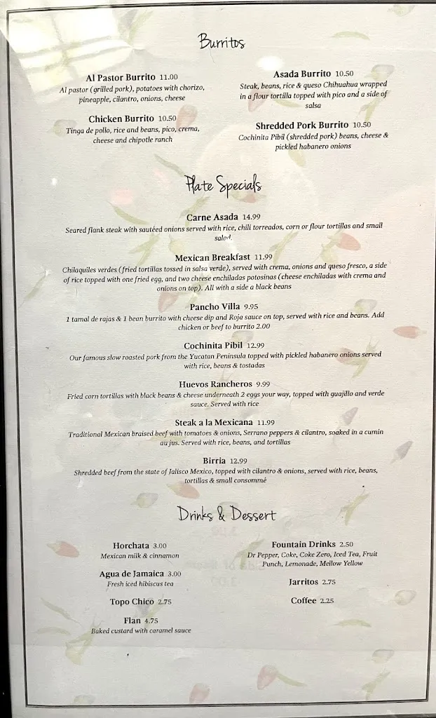 Menu_Sabroso Cocina Mexicana_St Ann, MO_image_old_2