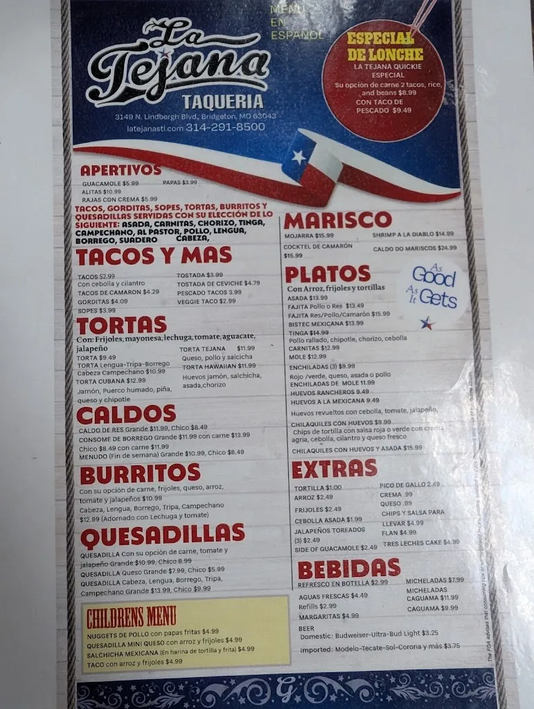 Menu_La Tejana Taqueria_St Ann, MO_image_old_1