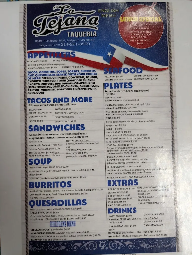 Menu_La Tejana Taqueria_St Ann, MO_image_old_3