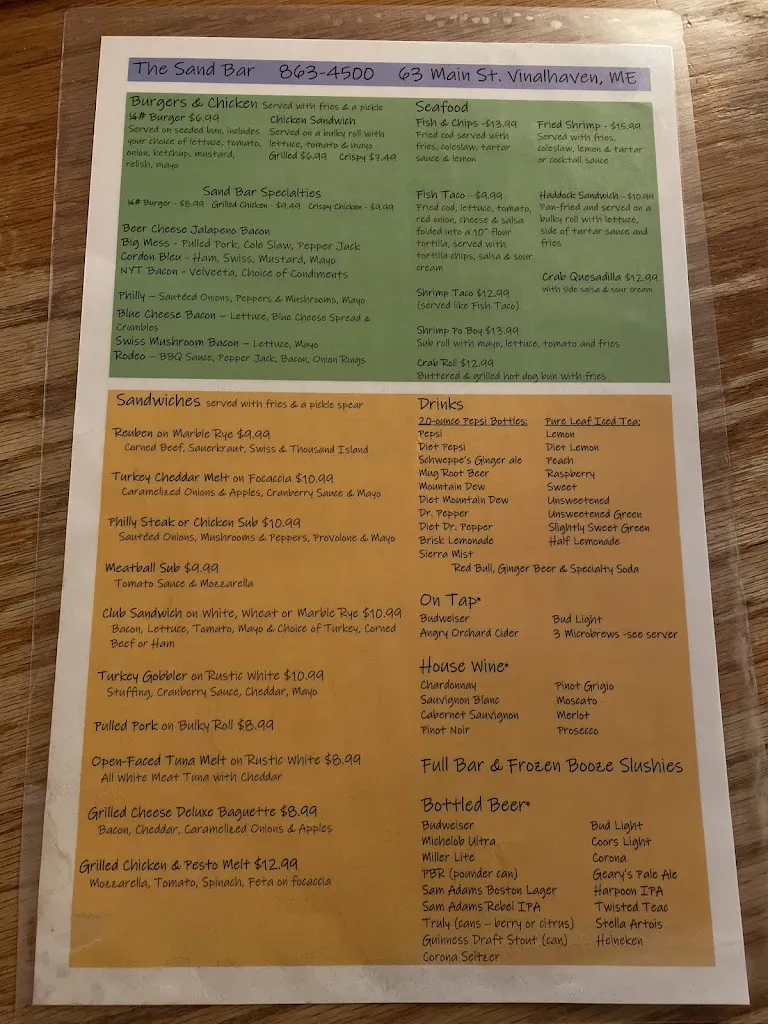 Menu_The Tidewater_Vinalhaven, ME_image_old_1