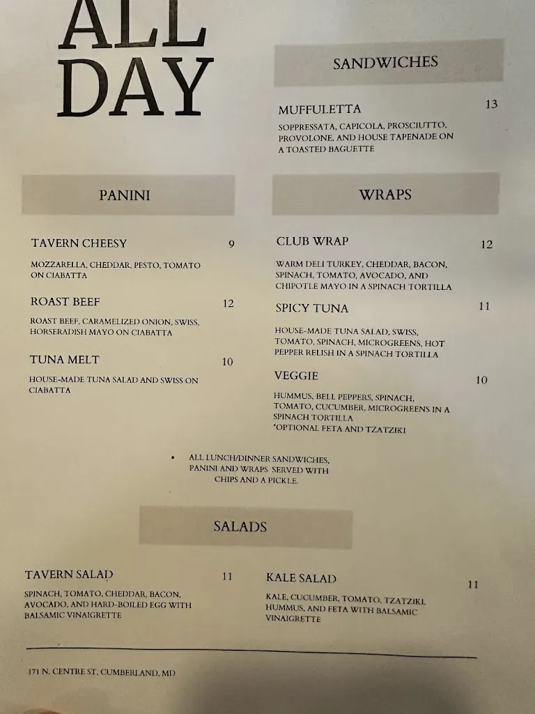 Menu_Corner Tavern and Cafe_Cumberland, MD_image_old_2