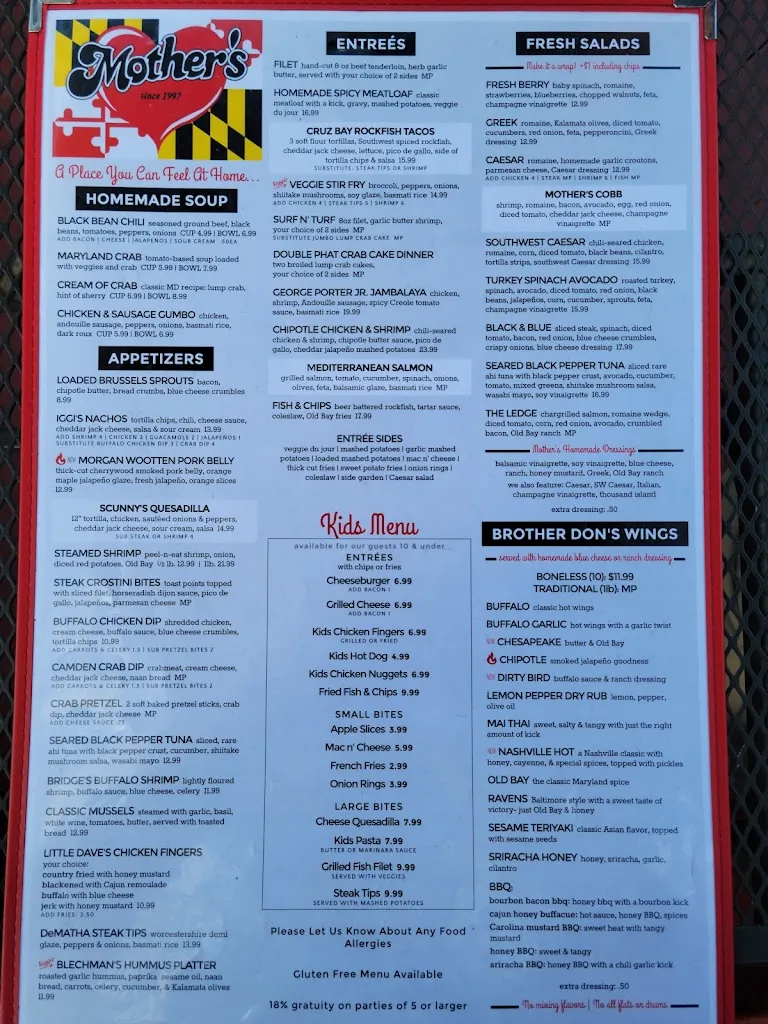 Menu_Mother's Peninsula Grille_Arnold, MD_image_old_2