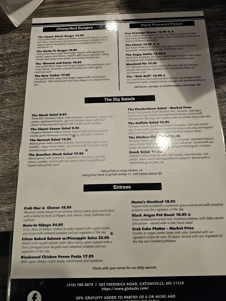 Menu_G.L. Shacks Grill_Catonsville, MD_image_old_3