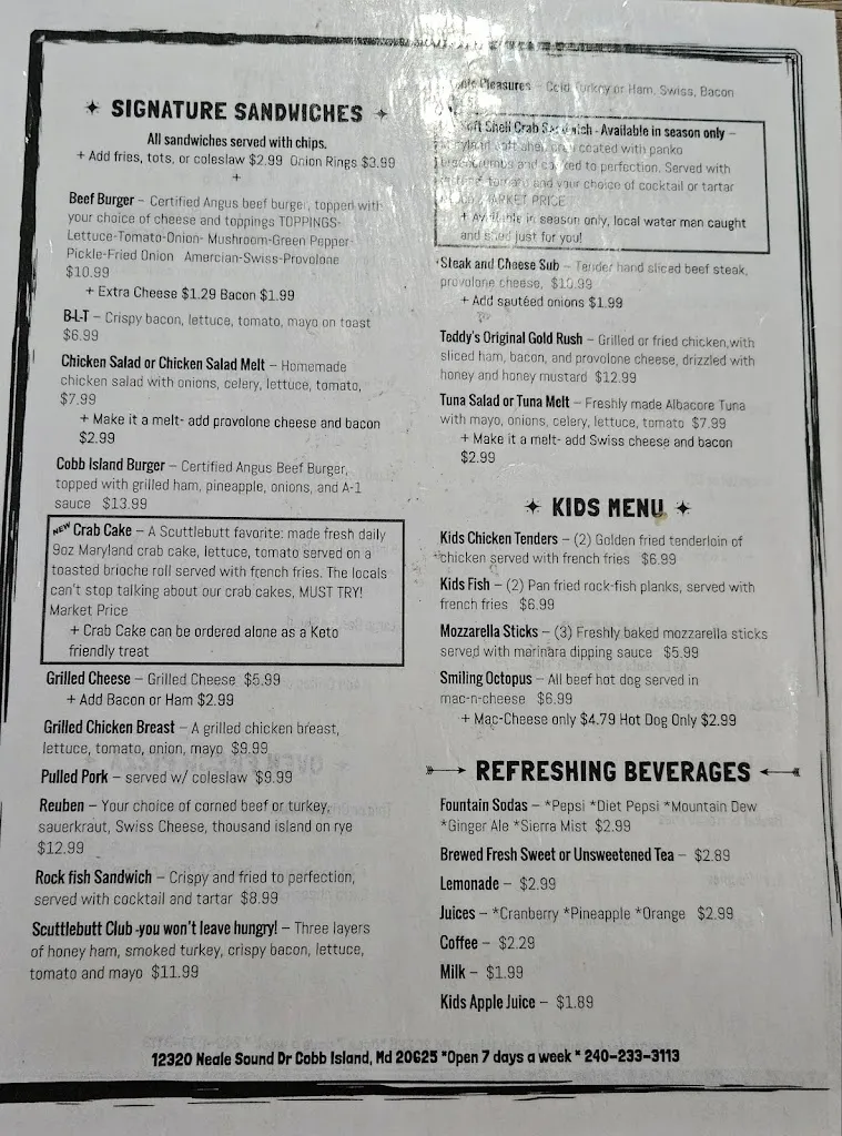 Menu_Scuttlebutt Restaurant & Marina_Cobb Island, MD_image_old_2