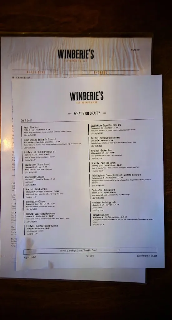 Menu_Winberie's Restaurant & Bar_Princeton, NJ_image_old_1