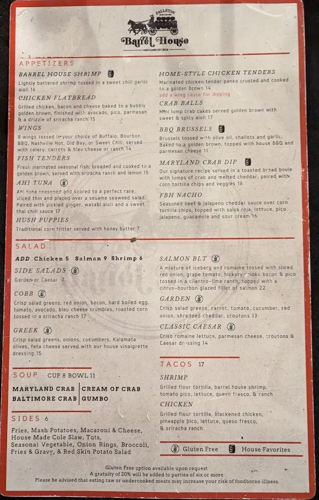 Menu_Fallston Barrel House_Fallston, MD_image_old_1