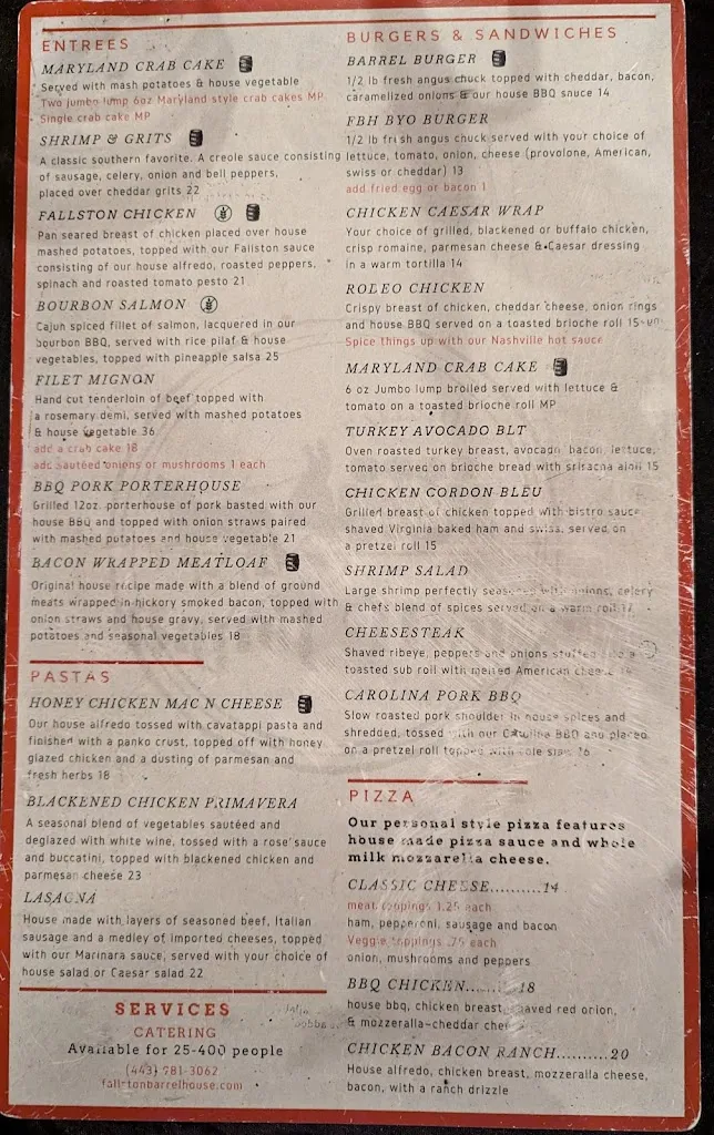 Menu_Fallston Barrel House_Fallston, MD_image_old_2