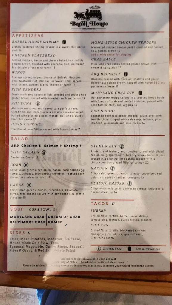 Menu_Fallston Barrel House_Fallston, MD_image_old_3