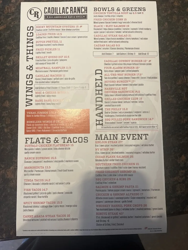 Menu_Cadillac Ranch_Oxon Hill, MD_image_old_2