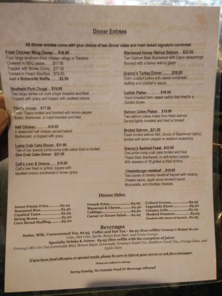 Menu_Granny's Restaurant_Owings Mills, MD_image_old_3
