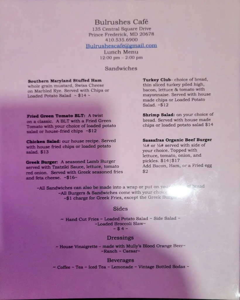 Menu_Bulrushes Cafe_Prince Frederick, MD_image_old_3