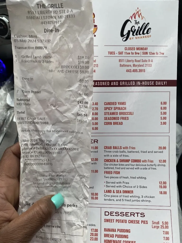 Menu_The Grille By Shareef_Randallstown, MD_image_old_3