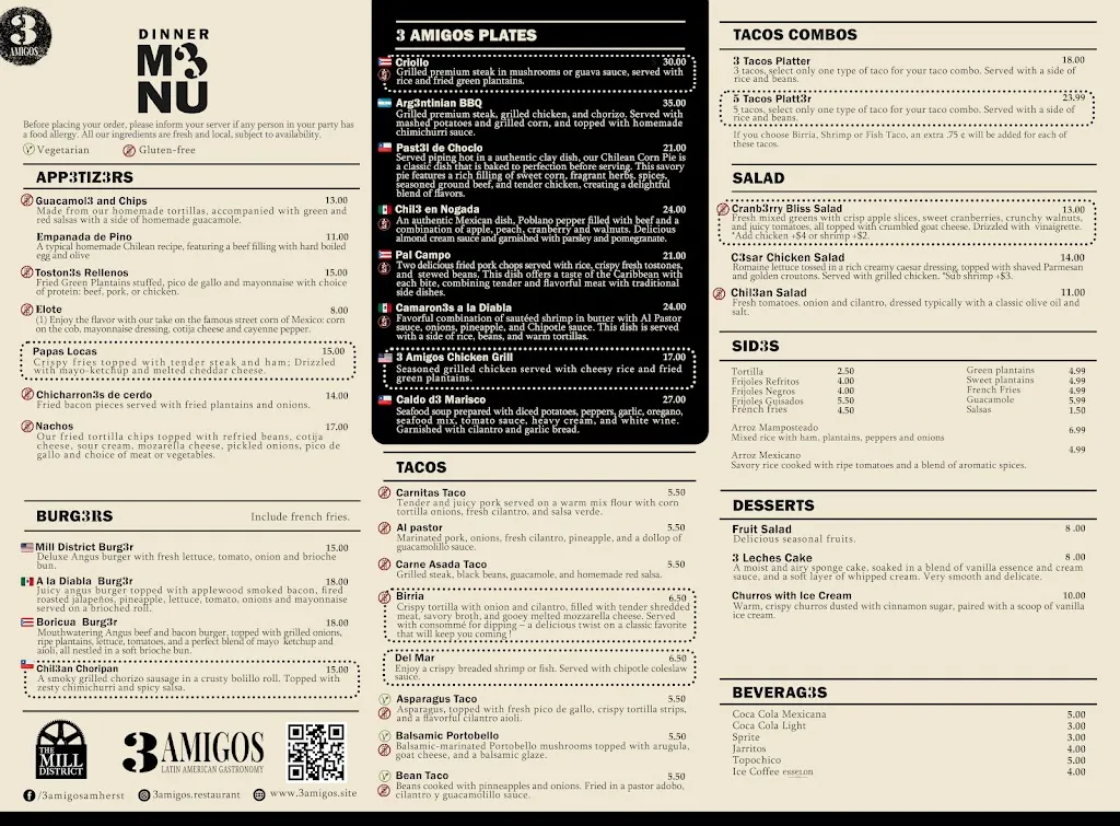 Menu_3 Amigos_Amherst, MA_image_old_2