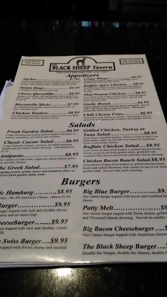 Menu_Black Sheep Tavern_Sterling, MA_image_old_2
