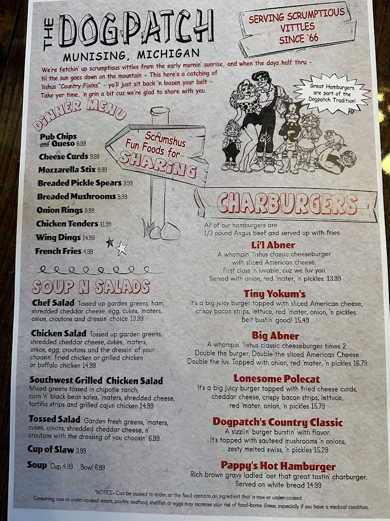 Menu_The Dogpatch Restaurant_Munising, MI_image_old_1