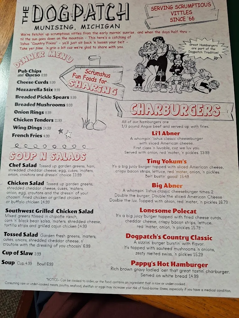 Menu_The Dogpatch Restaurant_Munising, MI_image_old_3