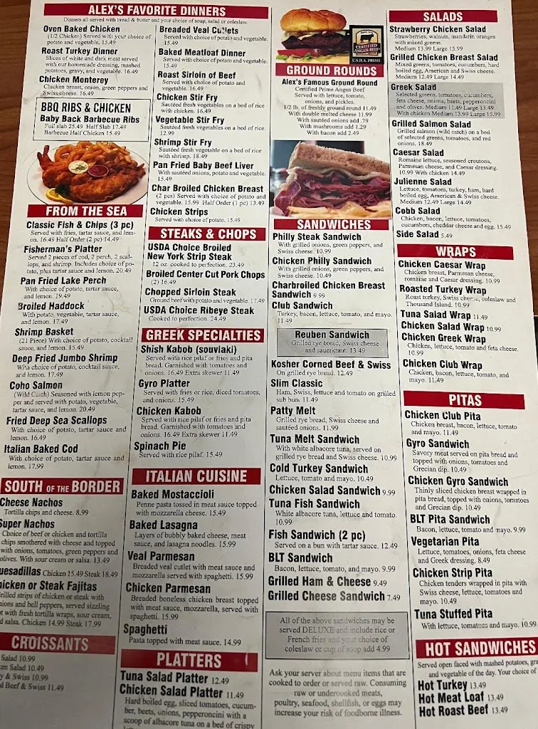 Menu_Alex's of Berkley_Berkley, MI_image_old_2
