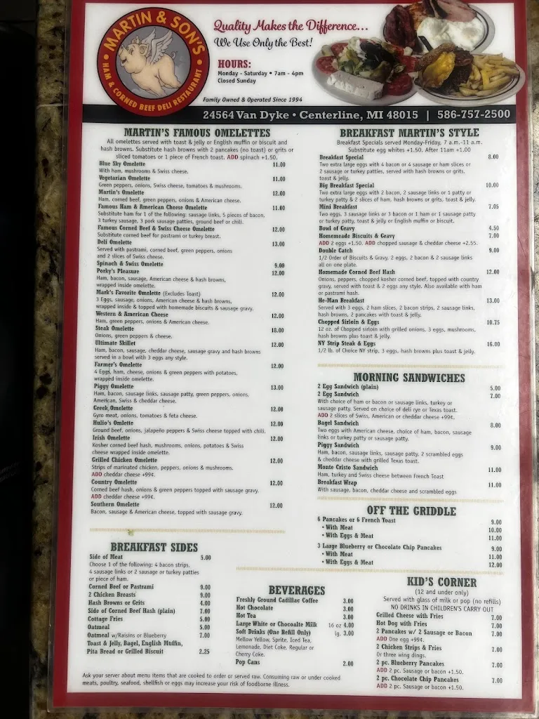 Menu_Martin's Ham & Cornbeef_Center Line, MI_image_old_2
