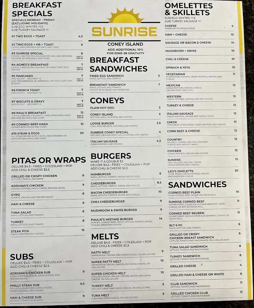 Menu_Sunrise Coney Island_Warren, MI_image_old_1