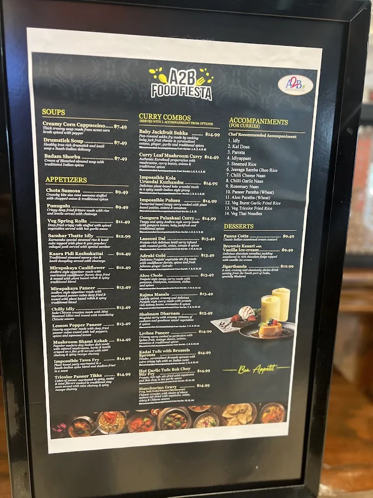Menu_A2B Indian Veg Restaurant - South Plainfield_South Plainfield, NJ_image_old_3
