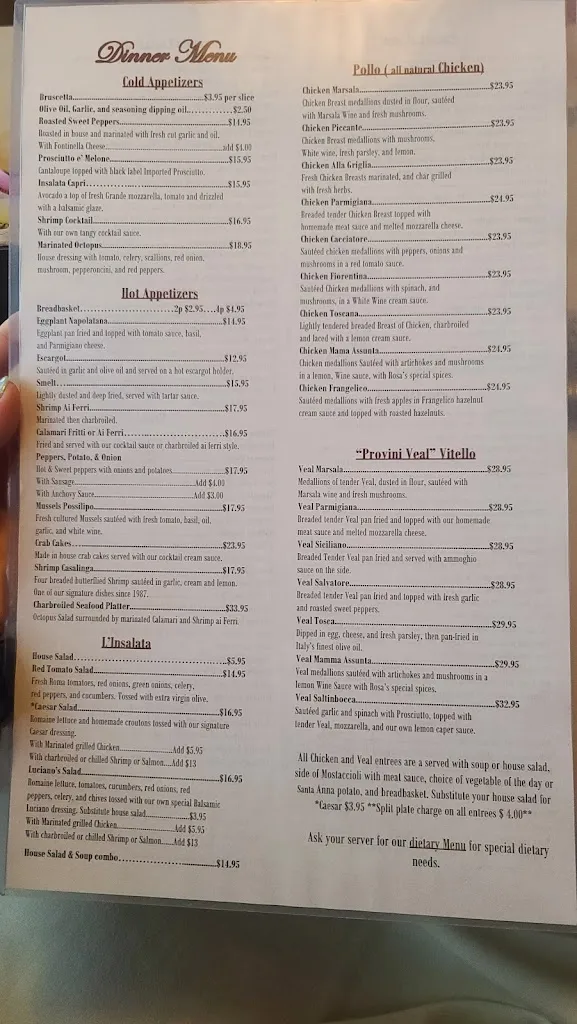 Menu_Luciano's Italian Restaurant_Clinton Township, MI_image_old_1